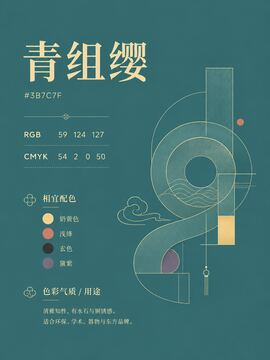 中国传统色 青组缨 #3B7C7F 色卡