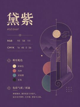 中国传统色 黛紫 #5D3A6F 色卡