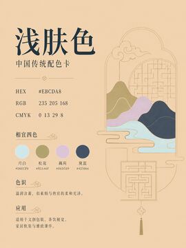 中国传统色 浅肤色 #EBCDA8 色卡