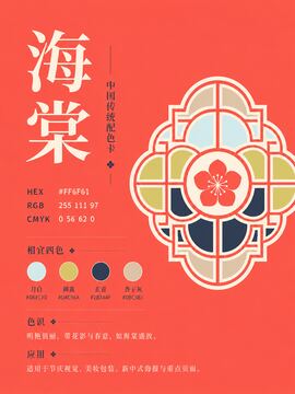 中国传统色 海棠 #FF6F61 色卡