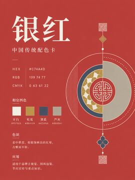 中国传统色 银红 #C74A4D 色卡
