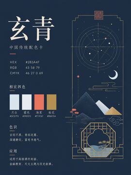 中国传统色 玄青 #2B3A4F 色卡