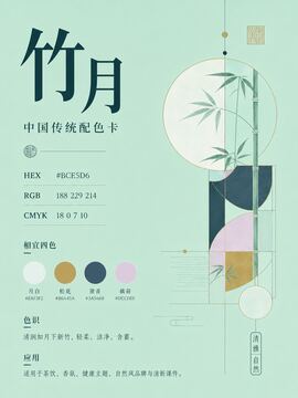 中国传统色 竹月 #BCE5D6 色卡