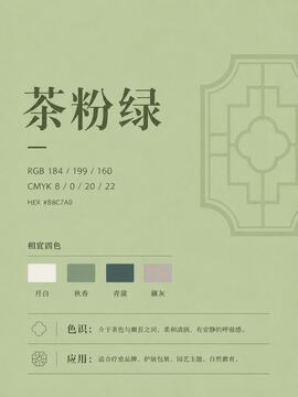 中国传统色 茶粉绿 #B8C7A0 色卡