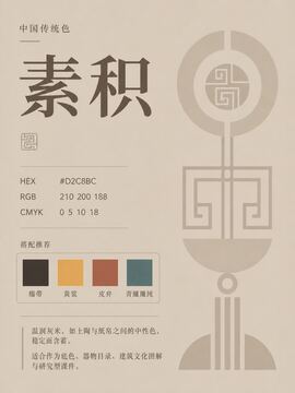 中国传统色 素积 #D2C8BC 色卡