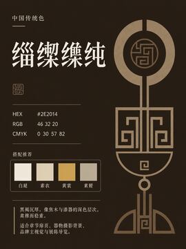 中国传统色 缁絇繶纯 #2E2014 色卡