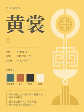 中国传统色 黄裳 #F5D87E 色卡