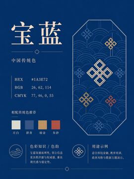 中国传统色 宝蓝 #1A3E72 色卡