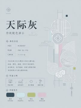 中国传统色 天际灰 #C8D3D7 色卡