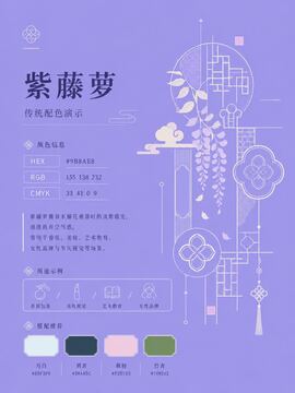中国传统色 紫藤萝 #9B8AE8 色卡