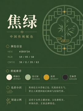 中国传统色 焦绿 #3B5F3A 色卡