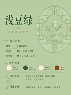 中国传统色 浅豆绿 #B2C8A0 色卡