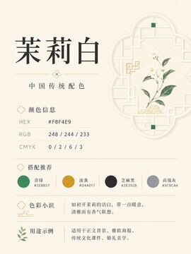 中国传统色 茉莉白 #F8F4E9 色卡