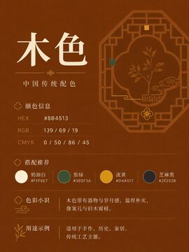 中国传统色 木色 #8B4513 色卡