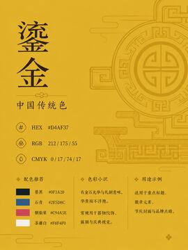 中国传统色 鎏金 #D4AF37 色卡