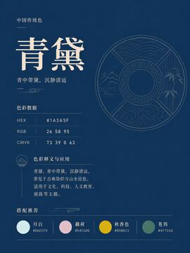 中国传统色 青黛 #1A3A5F 色卡