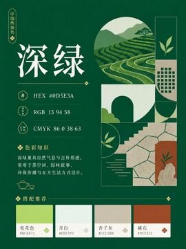 中国传统色 深绿 #0D5E3A 色卡